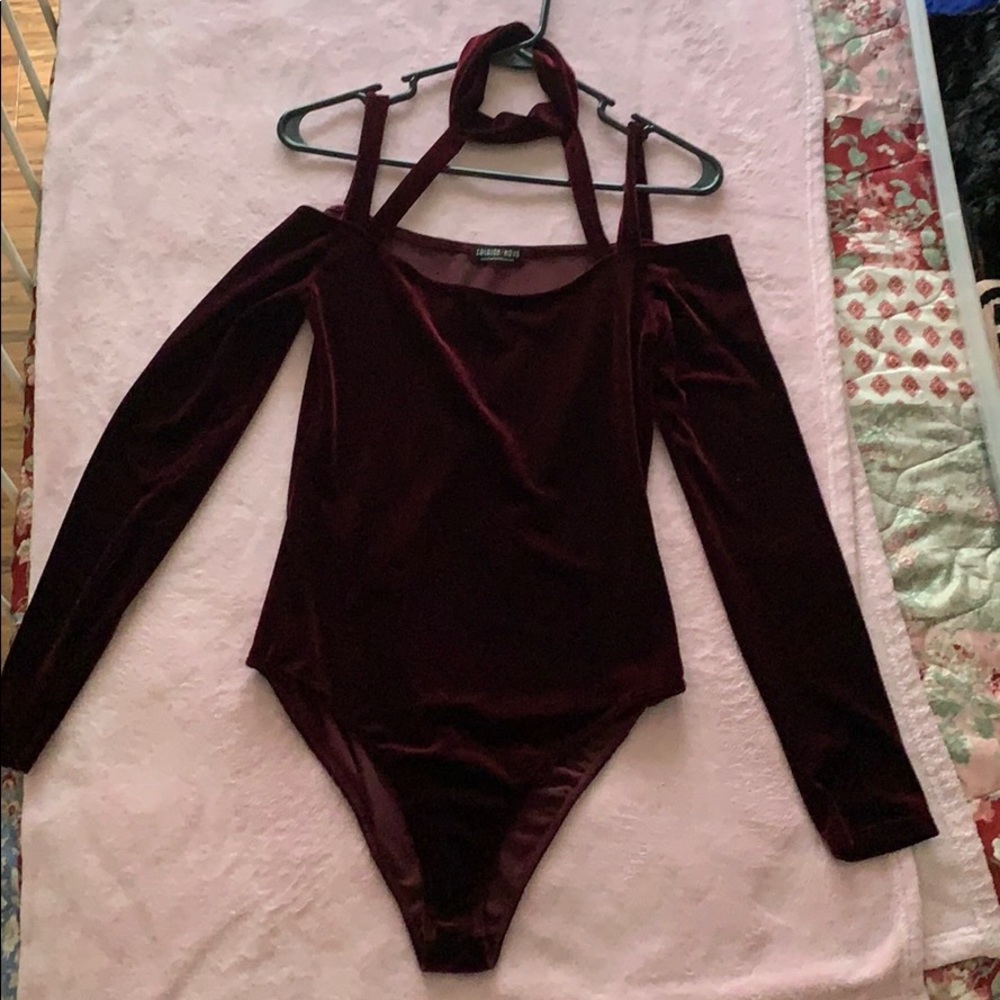 Off the shoulder criss cross body suit